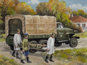 Studebaker US6 so sovietskym zdravotníckym personálom - ICM 35513