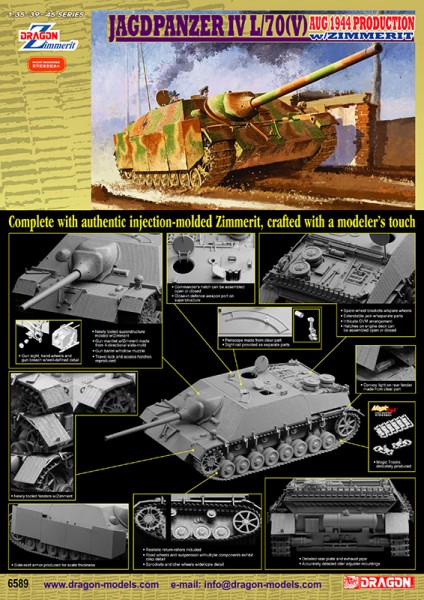 Jagdpanzer IV L/70(V) w/Zimmerit srpen 1944 Výroba - DML 6589